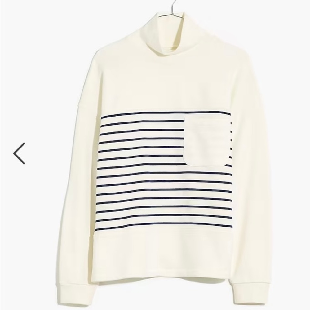 NWT Madewell (Re)sourced Cotton Mockneck Pocket Sweatshirt in Nautical Stripe